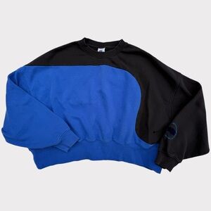 Nike Women's Sportswear Color Clash Sweatshirt Black Blue Size L